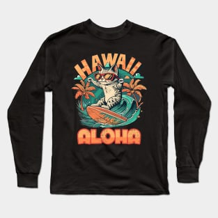 Aloha Surf Cat Hawaii Vintage Long Sleeve T-Shirt